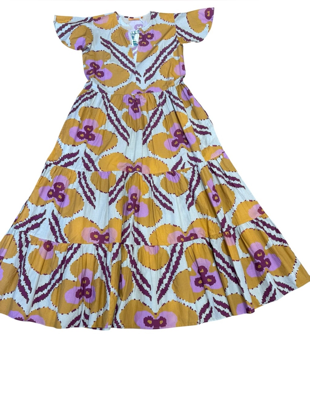 Oliphant Patola Wine V Neck Maxi Size S NWT